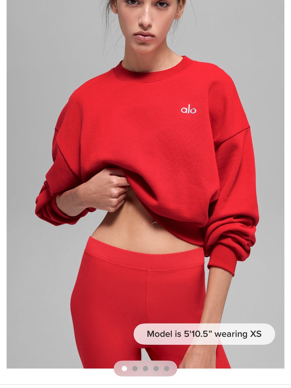 ALO Yoga Red Cropped Crew Sweatshirt
